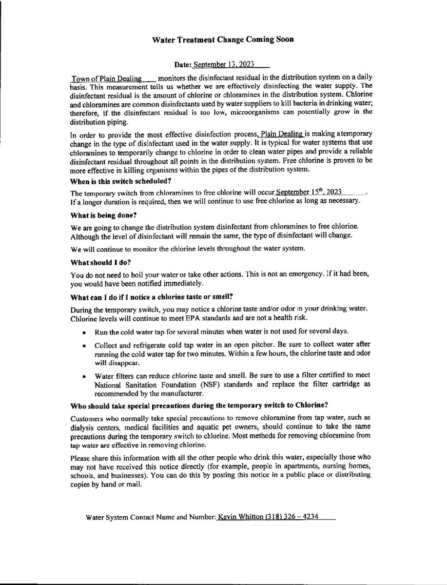 Water Treatment Change Coming Announcing Chlorine Burn