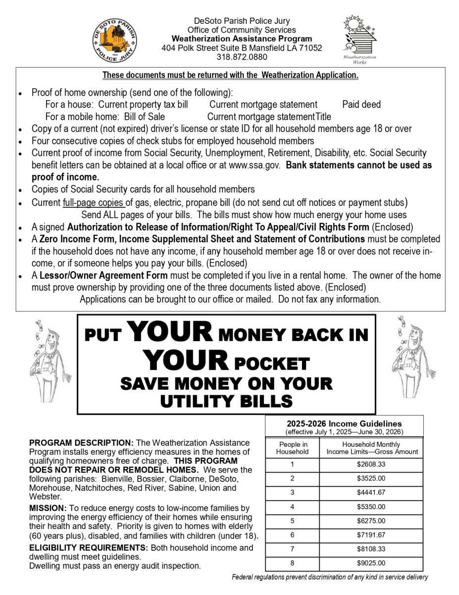 Weatherization Assistance Program Application page 1