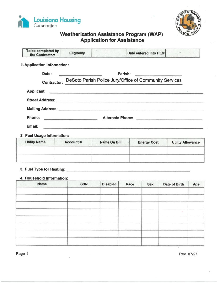 Weatherization Assistance Program Application page 2