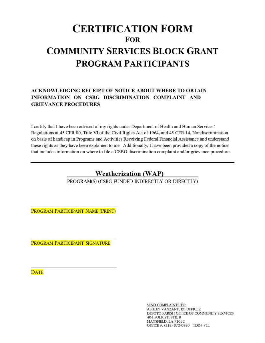Weatherization Assistance Program Application page 9